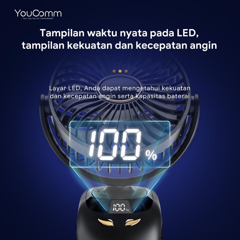 Youcomm 15000 mAh Kipas Angin USB Clip Mini Fan Rotating Kipas Angin Meja Mini Jepit Portable LED Display Portable Fan Aromaterapi Kipas Angin N33 1