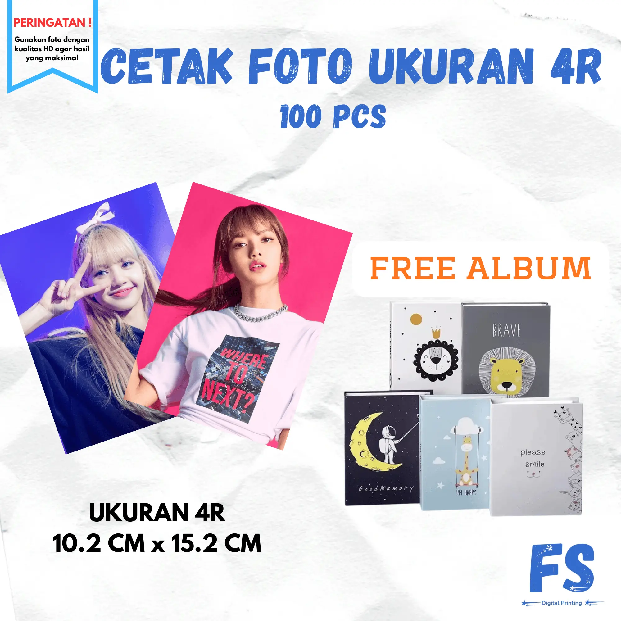 Cetak 100 Pcs Foto Ukuran 4R Gratis Album Hasil Cetakan Tajam Kualitas Premium