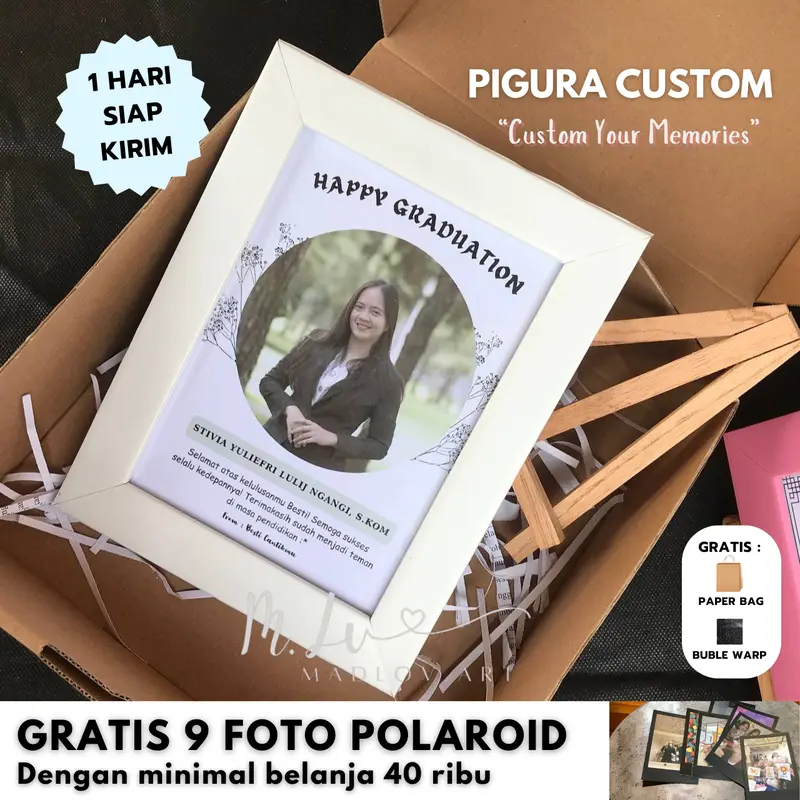 Kado Pigura Custom Foto | Bingkai Foto 5R | Kado Ultah | Anniversary | Souvenir | Pernikahan | Wisuda | Custom Sertifikat Pigura | Gift Foto Hadiah 0