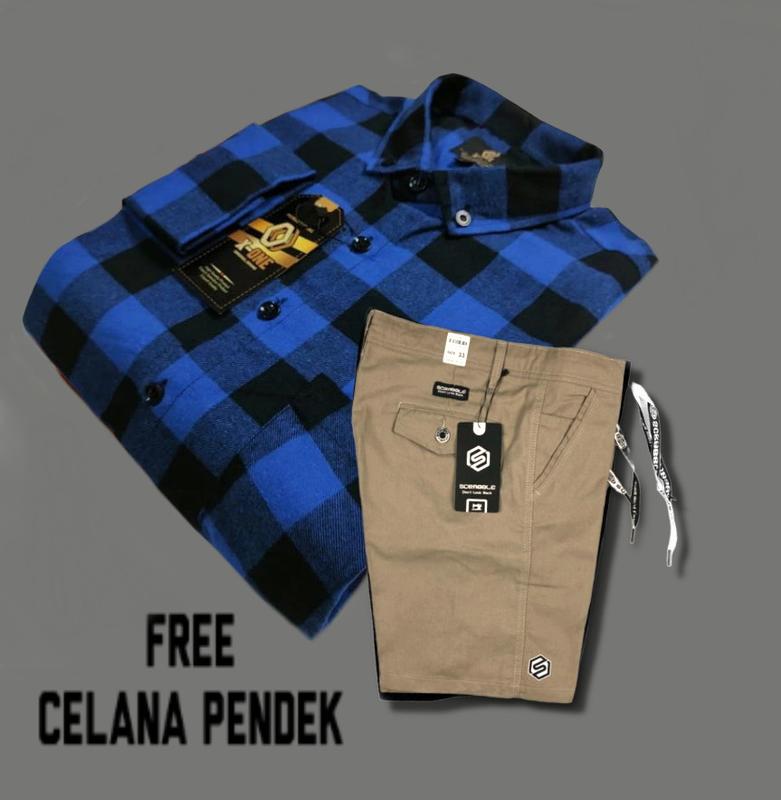 ONE SET Outfit Cowok Baju Setelan Satu Set Fasion Pria Dewasa Laki Laki Katun Lengan panjang Setrip Celana Hitam 6