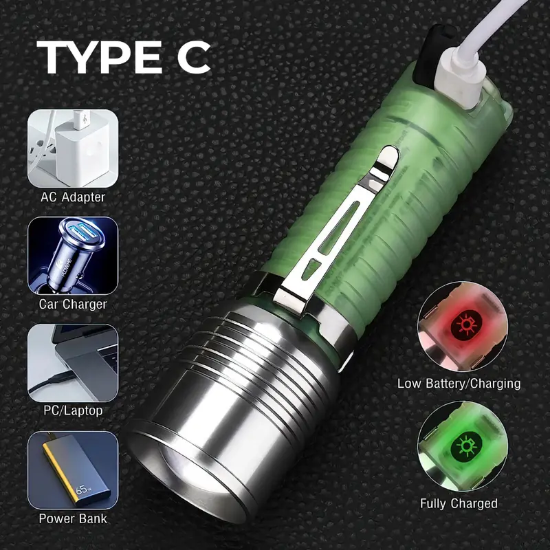 Senter Transparan Magnet Zoom in out Cas 8 Mode Warna 30W Waterproof Flashlight 520A 520 Series 4