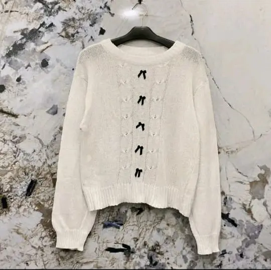 Atasan Rajut Cable variasi pita Atasan Rajut Crop top wanita Knitwear 3