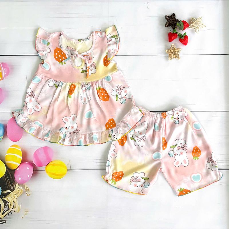 Đồ tole bé gái 5 - 25kg, số 1-12, set đồ bộ tole bé gái ngắn, tay cánh tiên quần ngắn, chất liệu tole 2 da loại 1, bộ lanh cho bé gái