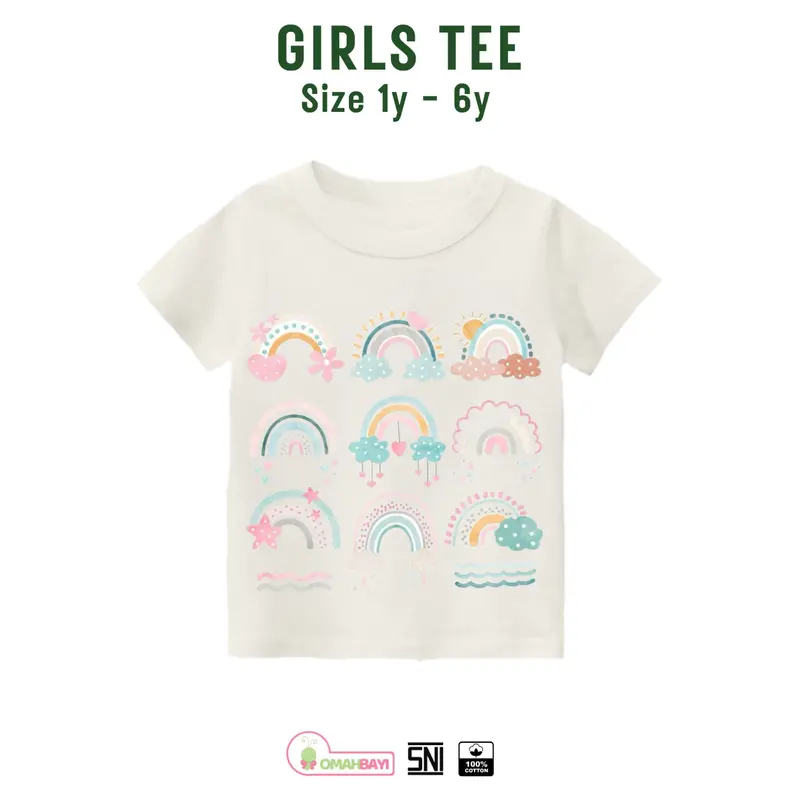 OMAHBAYI - Kaos Anak Perempuan Bahan Cotton Combad Umur 1 sampai 6 tahun 3