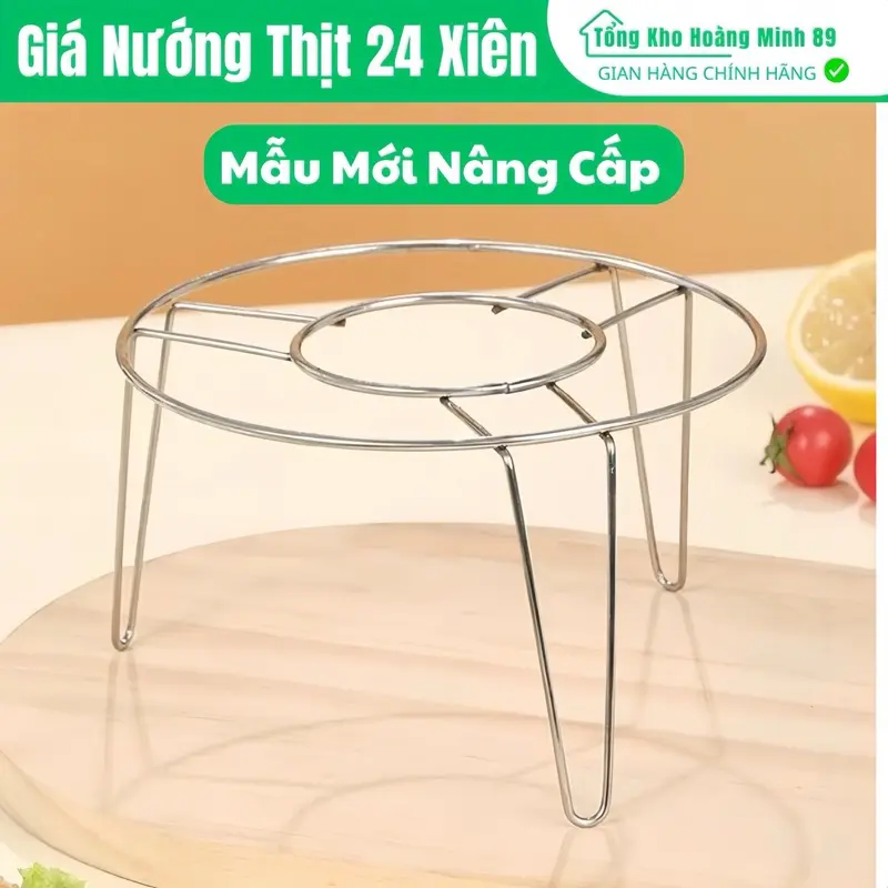 Vỉ Nướng Thịt giá nướng thịt 24 xiên cho nồi chiên không dầu giá nướng thịt chuyên dụng vỉ giá làm thịt nướng BBQ giá xiên chống rỉ size 16cm [Tặng 50 khay Thấm Dầu] 6