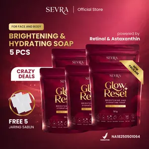 [CRAZY DEALS] SEVRA Glow Reset Brightening & Hydrating Soap 5x50gr | Kombinasi Niacinamide, Retinol, & Astaxanthin | Sabun Pencerah Badan & Wajah