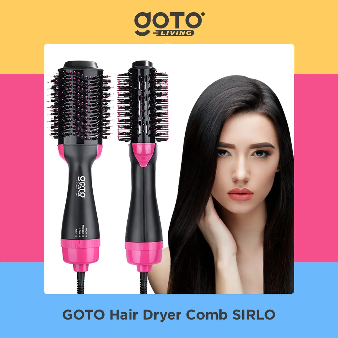 Goto [COD] Sirlo Sisir Blow Pelurus Curly Pengering Rambut Elektrik 3in1