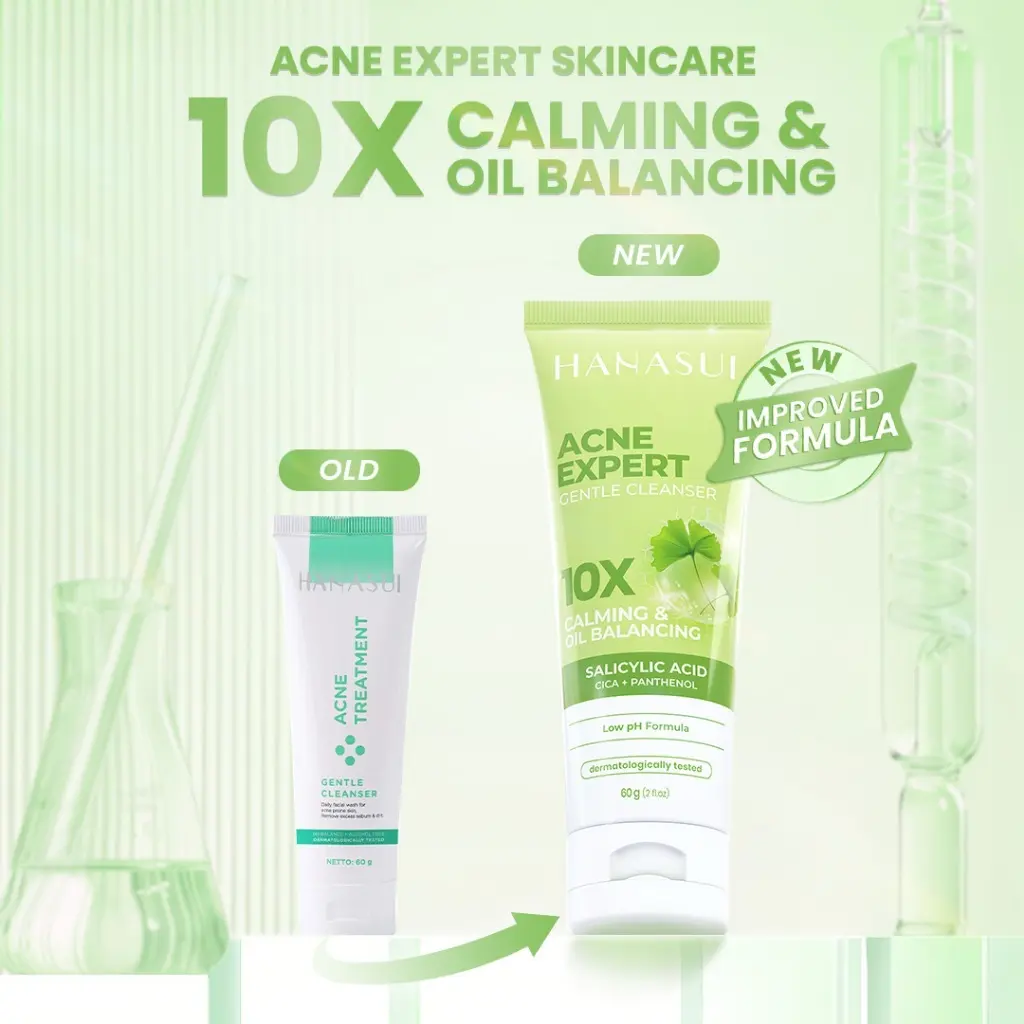 1PCS HANASUI ACNE EXPERT SKINCARE GENTLE CLEANSER 60GR/ SABUN WAJAH UNTUK KULIT BERJERAWAT