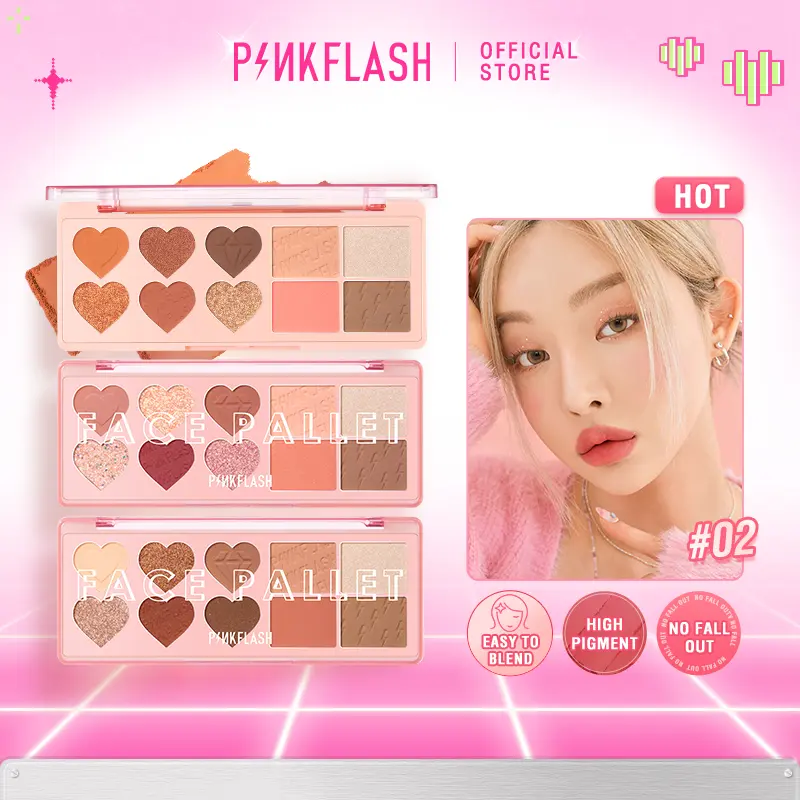 [Official] PINKFLASH OhMyLove  4 IN 1 Multiple eyeshadow Blush HighlighterTahan air Palet Wajah palette eye