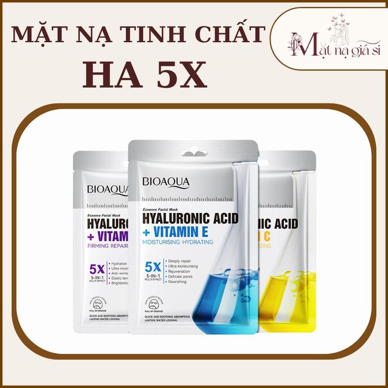  ￼ Combo 10 Miếng  Mặt Nạ Bioaqua Tinh Chất HA 5X Bổ Sung Vitamin Dưỡng Trắng Cấp Ẩm Cho Da Skincare 