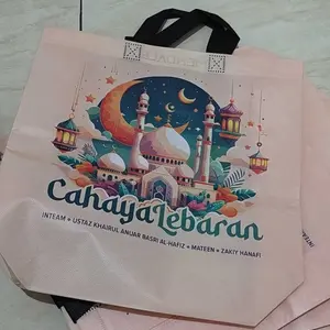 Tas Spundbond Goodiebag Motif Ukuran 23x12x26cm Bahan Kuat Ramah Lingkungan Cocok untuk Souvenir Promosi Belanja Seminar Ulang Tahun Hajatan