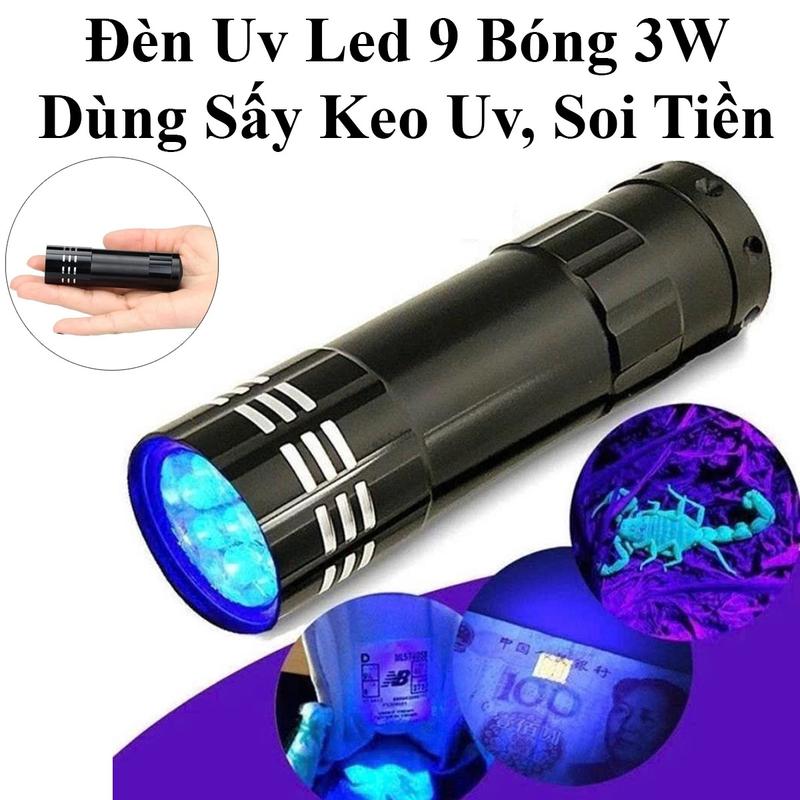 Đèn UV Led 9 Bóng 3W Chuyên Sấy Keo UV, Soi Tiền