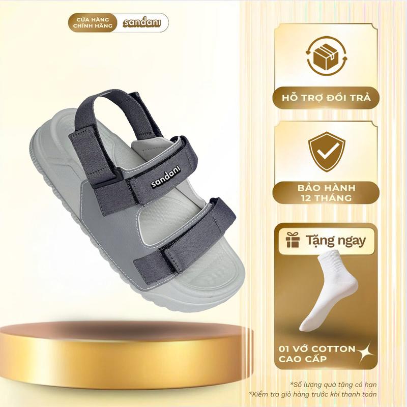 Giày Sandal Nữ Quai Ngang Đế Êm Chống Trơn, Dây Dù, Màu Ghi Size 36-40 - SANDANI