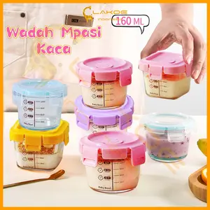 LAKEO Bayi Safe Baby Food Container Tempat Penyimpanan Mpasi Bayi Square 160ML Wadah Mpasi Kaca Round 140ML