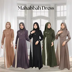 Mahabbah Dress Baju Syar'i Remaja Gamis Anak 8-10-16 Tahun Set Hijab Terbaru Gamis Santri Pondok Muslimah Crinkle Airflow