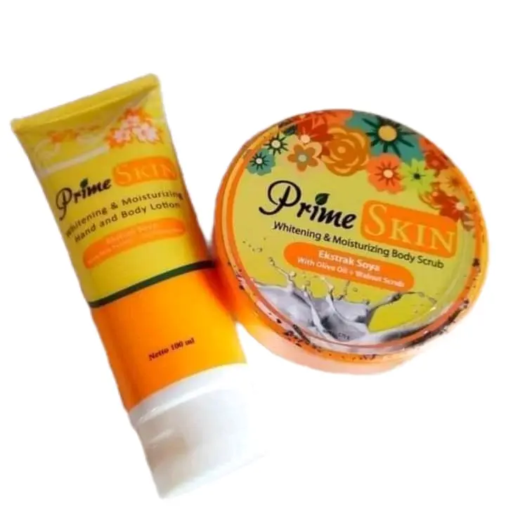 PAKET BODY SCRUB & LOTION PRIME SKIN Whitening & Moisturizing Mencerahkan