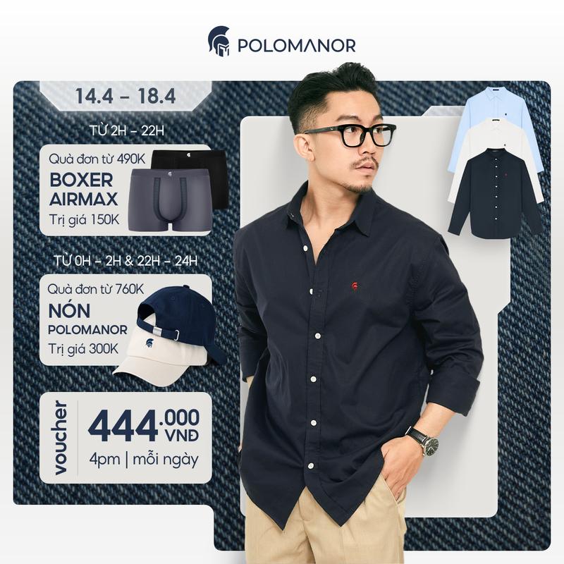 Áo sơ mi nam tay dài EXTRA COTTON, BST Social Circle, chất liệu kaki mềm cao cấp, kiểu dáng classic - POLOMANOR