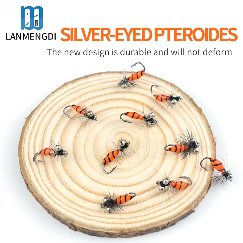 [LANMENGDI] Silver Eye Second Generation Minnow Feather Fly Hook Micro-Object Poisonous Mosquito Lure White Strips Horse Mouth Sunflower Sequins Set Fishing Set F