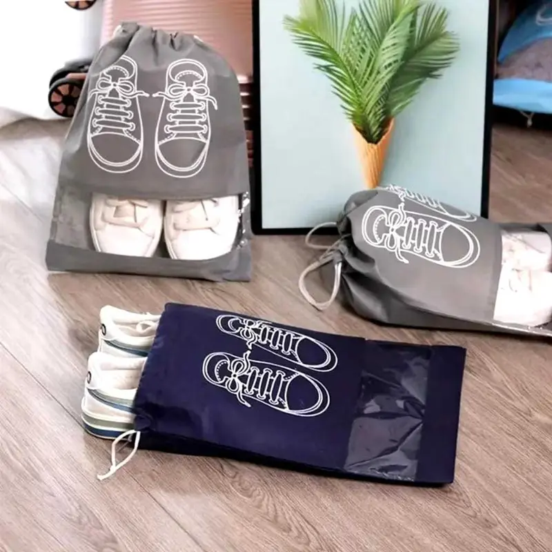 LH Tempat Sepatu Tali Serut Anti Air Tas Serut Sepatu/Sendal Wadah Sepatu Serut Travel Kantong Sepatu 8