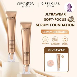 【BPOM Certification】ONLYOU Serum Foundation Cair  Menyamar Noda Anti luntur Anti Air Anti Keringat Menjaga Kelembaban Tidak Lengket + PUFF【COD】