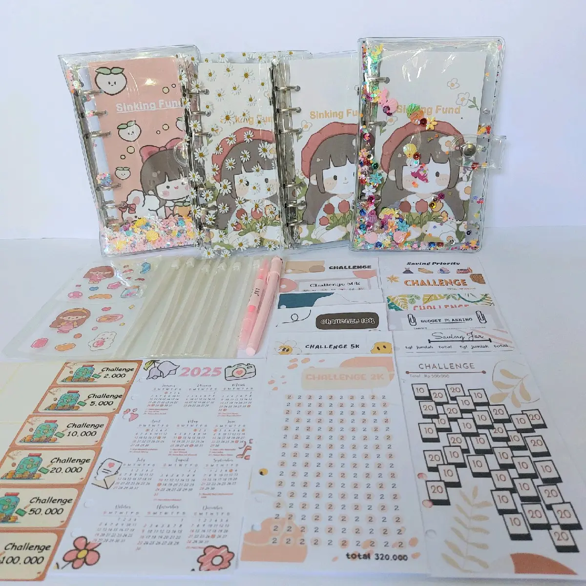 [10pcs Zipper bag] Binder Keuangan Manik A6