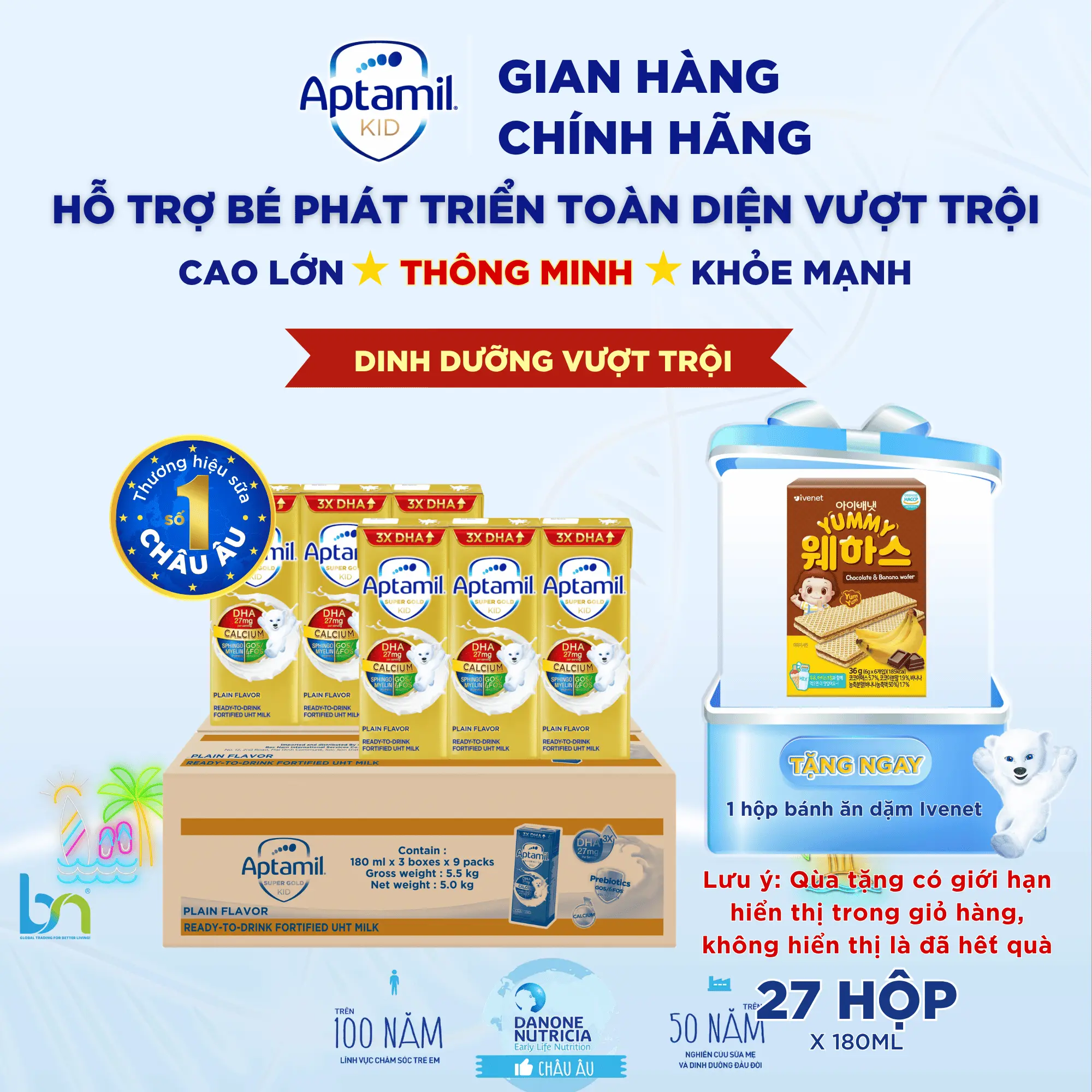 Thùng sữa UHT Aptamil Kid 110ml, Aptamil Kid 180ml...
