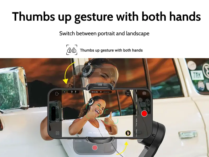 Product Introduction of AOCHUAN Gimbal Stabilizer for Smartphone, 3-Axis iPhone Gimbal, Portable Gimbal w/OLED Display for iPhone/Andriod, Gimbal stabilizer, Phone Gimbal stand with Face/Object Tracking for Tiktok Youtube, long-short video, Vlog-Smart X Pro black 14