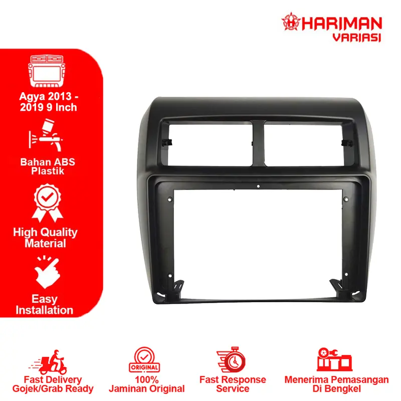 FRAME HEAD UNIT ANDROID 9 INCH AGYA DAN AYLA 2013 UP WARNA HITAM & SILVER 0