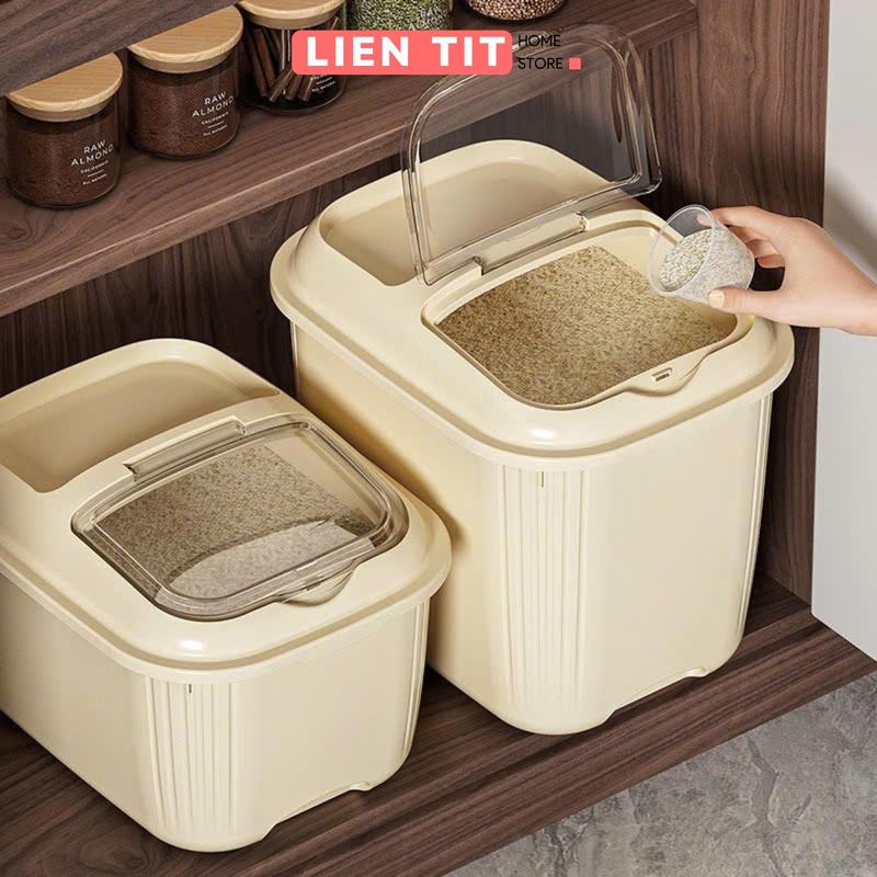 Thùng Đựng Gạo Dung Tích 5kg, 10kg Bằng Nhựa Cao Cấp, Hộp Đựng Gạo, Đựng Đồ Khô, Ngũ Cốc Có Nắp Đậy Chống Côn Trùng, Chống Ẩm