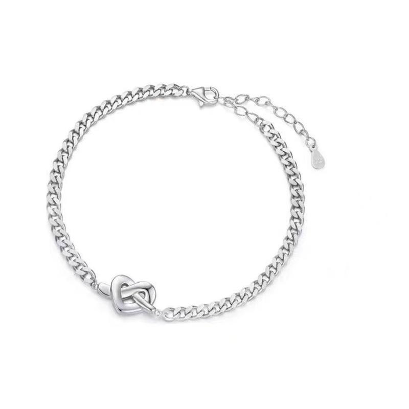 Vòng Tay Bạc Cặp Đôi, Chất Lượng Cao Cấp S925, Thiết Kế Hình Trái Tim, Đơn Giản Và Thời Trang 6