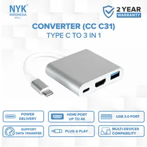 NYK Converter 3 in 1 USB 3.0 Type C to HDMI 4K