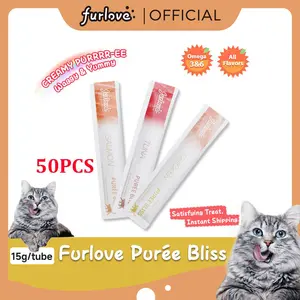 Fulove premiue cemilan kucing 50 Strip Kitten Snack Kucing Basah Murah Snack Hewan Peliharaan Pengemukan Kucing Pelengkapa 15g/Strip