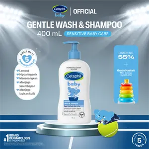 Cetaphil Baby Gentle Wash & Shampoo 400ml dengan Glycerin dan Panthenol Sabun Mandi dan Shampo untuk Perawatan Kulit Bayi