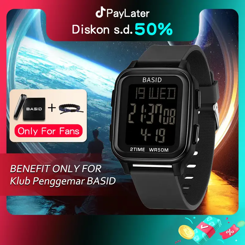SANDA 6200 Jam Tangan Digital Unisex Multifungsi Bercahaya Dial 