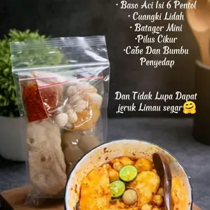 BOCI BASO ACI SUPER PEDAS 1 BUNGKUS ECERAN BOCI PREMIUM DENGAN KUAH KALDU KHASS DAPURMAMI.ID Food Pedas Instan bakso aci Bacil Cuangki