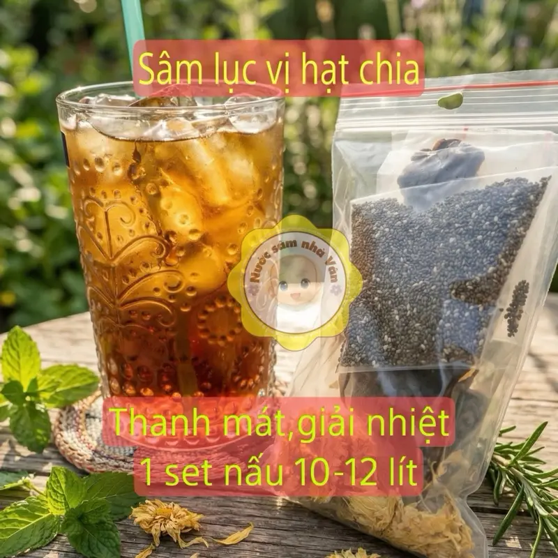 1 set sâm lục vị hạt chia nhà Vân Không kèm lá dứa pha được 10-12l thanh mát giải nhiệt cơ thể sâm lục vị thiện nhân Set sâm lục vị 1 set 10 lít