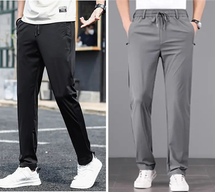Quần dài Nam vải gió dáng suông ( Loại Đẹp ) co dãn 4 chiều, dáng suông, cạp chun dây rút 5