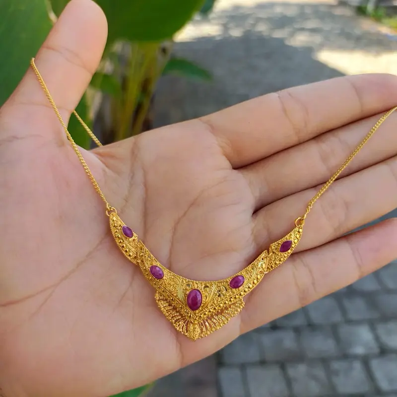 Kalung Minang Kipas Bun Bali Lapis Emas 1