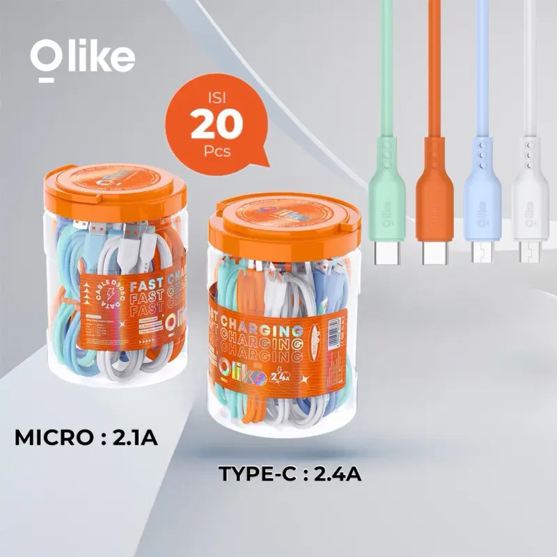 OLIKE KABEL DATA D306M MICRO/D306C TYPE-C/D306L LIGHTNING 1 TOPLES ISI 20 PCS 100CM DATA CABLE