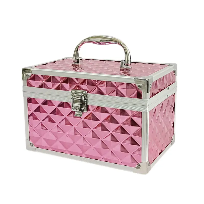 Box Kosmetik Mini Kecantikan Makeup Beauty Case Kode 1668-2 FS Desain Mini Kompak dengan Sekat Adjustable Warna Cerah Cocok untuk Penggunaan Sehari-hari dan Bepergian Bahan Metalic ABS Ukuran 23x15x15cm 3