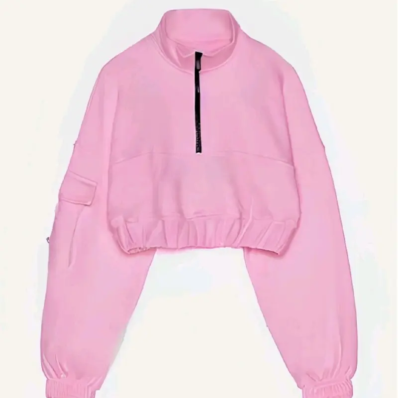 JAKET ZIPpER CROP premium ALL SIZE flecee wanita oversize jaket berkerah tebal style jaket wanita Fleece 3