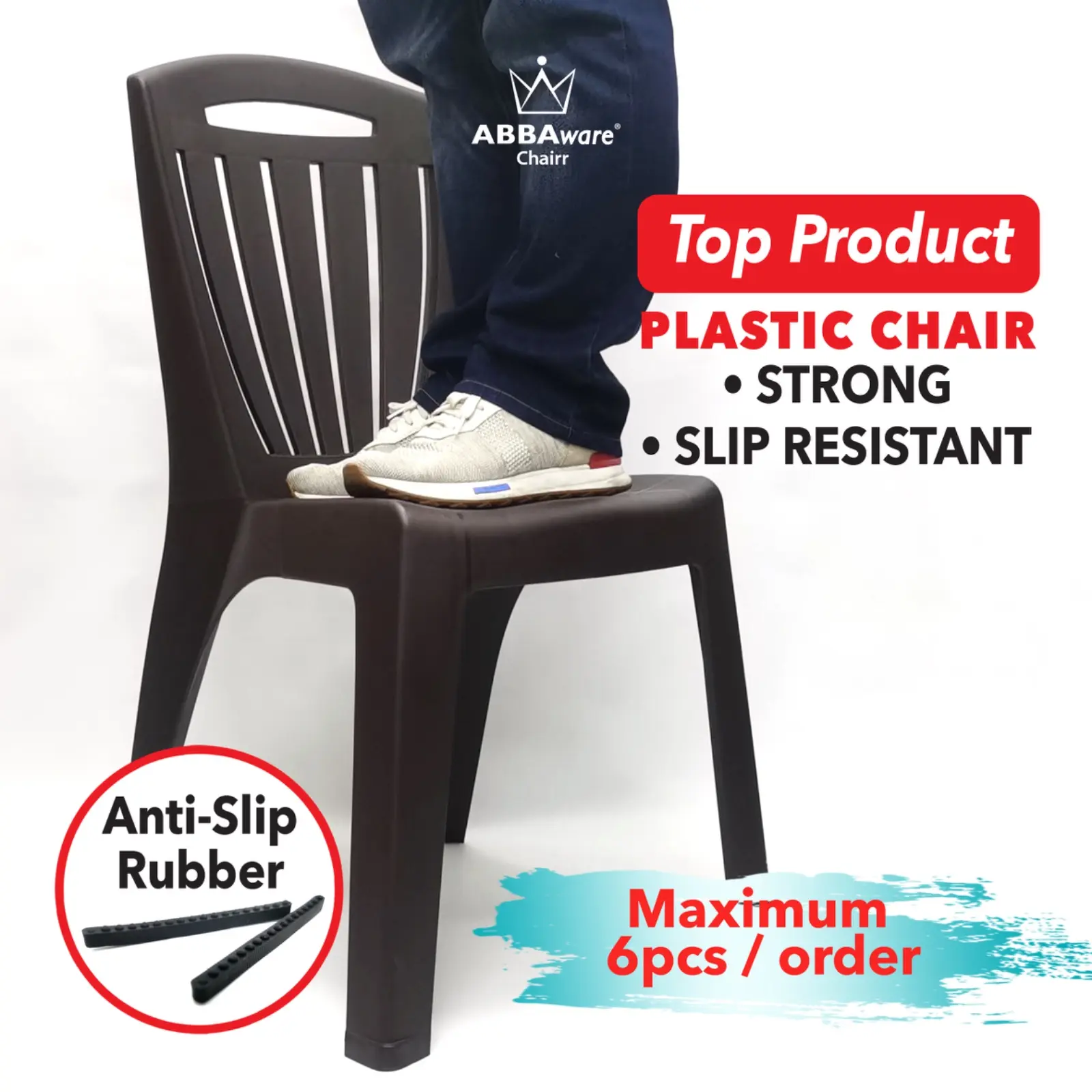 [MAX 6PCS] Abbaware Plastic Chair/Kerusi Makan/Kerusi Plastik/Dining Chair/Anti-slip Chair