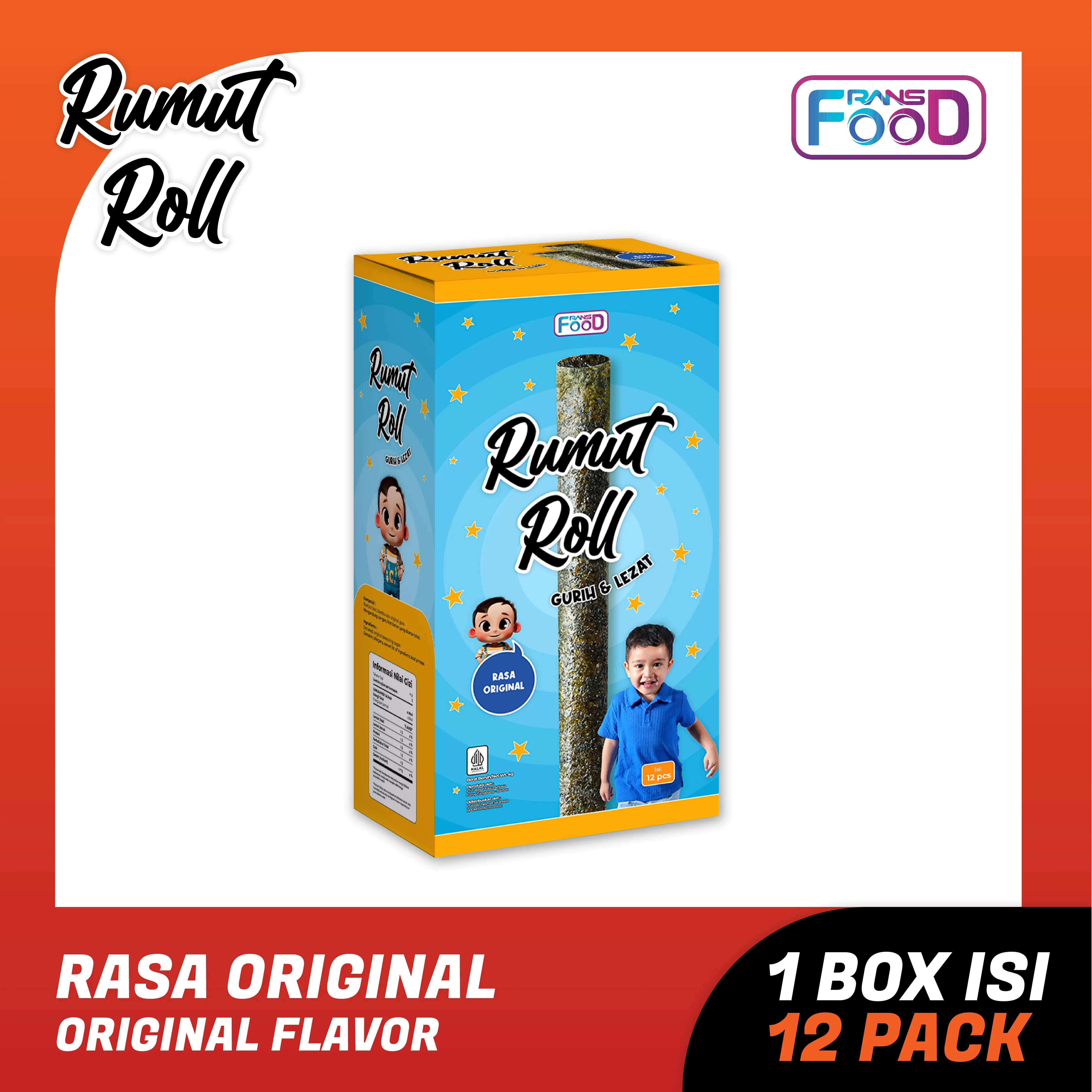 Rumut Roll Rasa Original 4gr - Rumput Laut Roll Crunchy Rendah Kalori