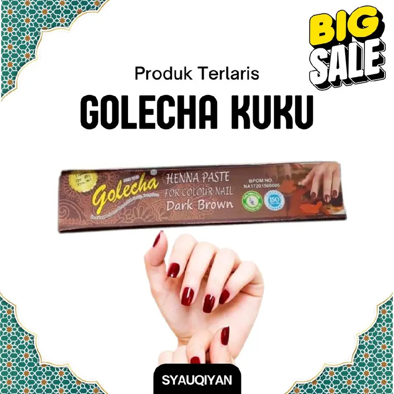 HENA GOLECHA KUKU BPOM Nail Art Cantik Pacar Kuku Halal Bentuk Tube Sah Untuk Sholat Ibadah Muslimah seharga Rp.7.000. Dapatkan sekarang juga! Henna Maroon Brown Mempercantik Pewarna Red Polish Wanita Kutek Inai 3