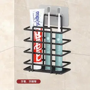 Rak Besi Sikat Gigi Kamar Mandi Tempel Anti Karat Minimalis Hemat Tempat Dengan Paku & Perekat Praktis Untuk Sabun Dan Sikat Gigi