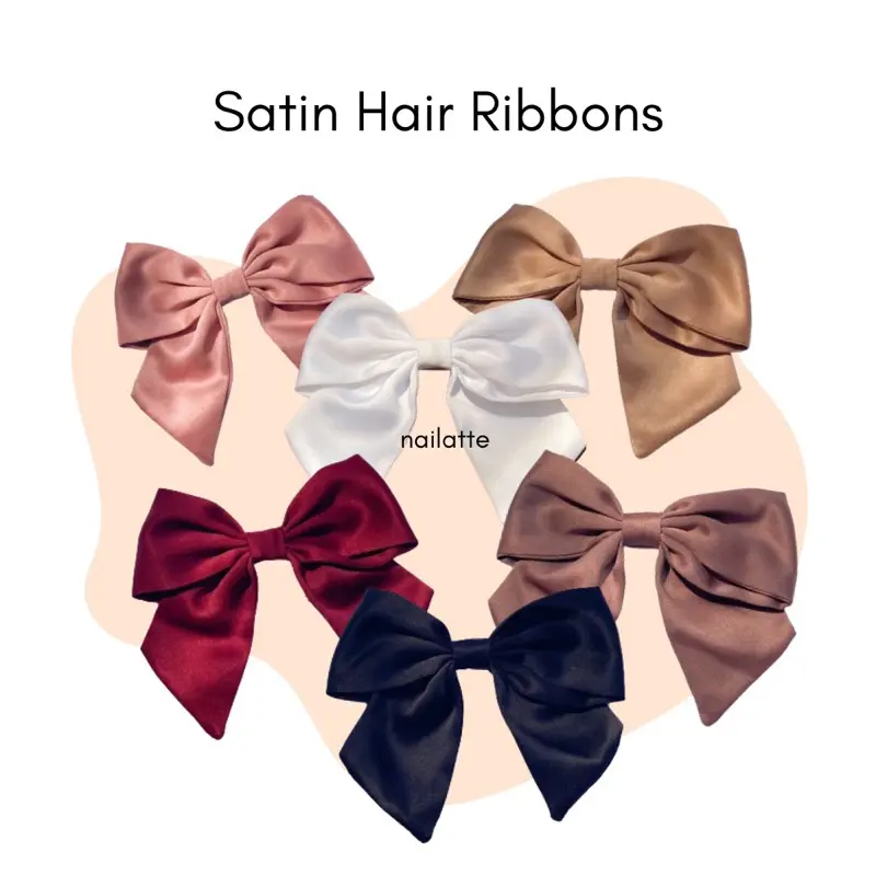 Pita Rambut jepit Korea satin Premium Handmade Ribbon - Clips pita korea jepi tankorea poni kunciran ikat penjepit pin rambut 0