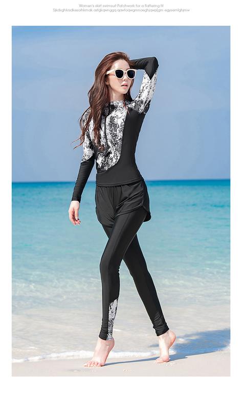 Product Introduction of New Women's Swimwear Split Boxer Long-Sleeved Trousers Four-Piece Set Sun-Protective Clothing Diving Surfing Snorkeling Wholesale 10