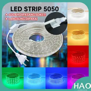 [HAO} (Sudah Termasuk SOKET) PAKET LAMPU LED STRIP 5050 SMD / LED STRIP 5050 SMD / PAKET LAMPU LED STRIP LENGKAP TINGGAL COLOK