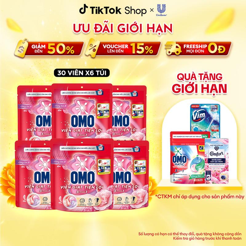 Combo 6 Túi viên giặt tiện lợi OMO 3 trong 1 [1]