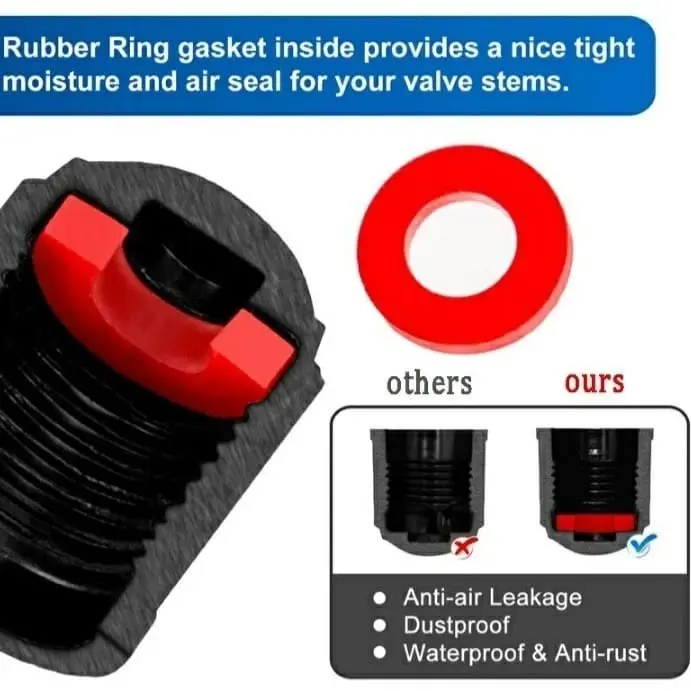 [4pcs] Tutup Pentil Ban Dengan Karet Ring Mobil Sepeda Motor Anti Debu Bocor Seal Universal Nitrogen Tire Valve Cap Car Kendaraan 3